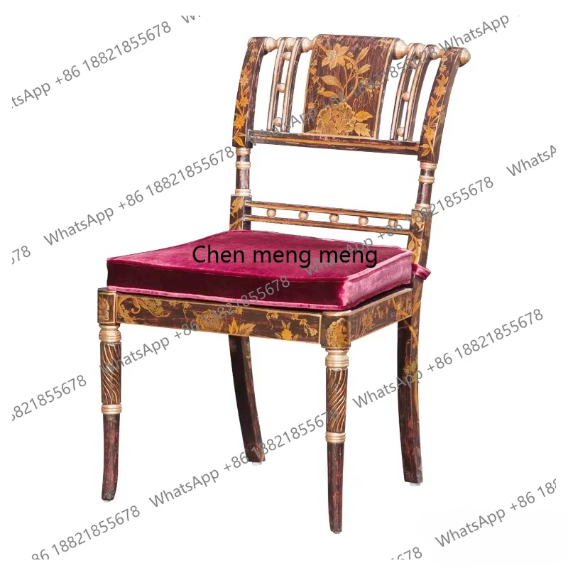 Black hand-painted foreign flower gilded antique dressing mirror villa bedroom mirror