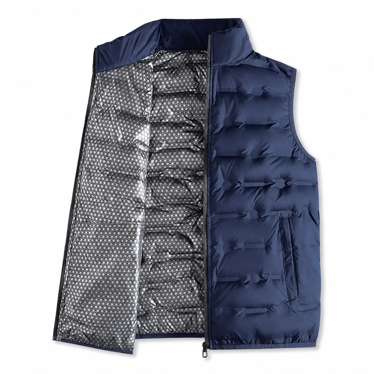 Women's Extra Thick Warm Sporty Down Puffer Vest with Stand Collar, Zipper Front, Side Pocket and Reflective Lining for Winter