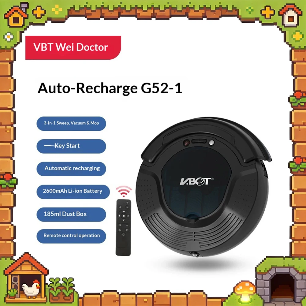 VBOT G52-1 Sweeping Robot Vacuum Automatic recharging, sweeping, suction and towing integration Robot Vacuum Cleaner Gifts
