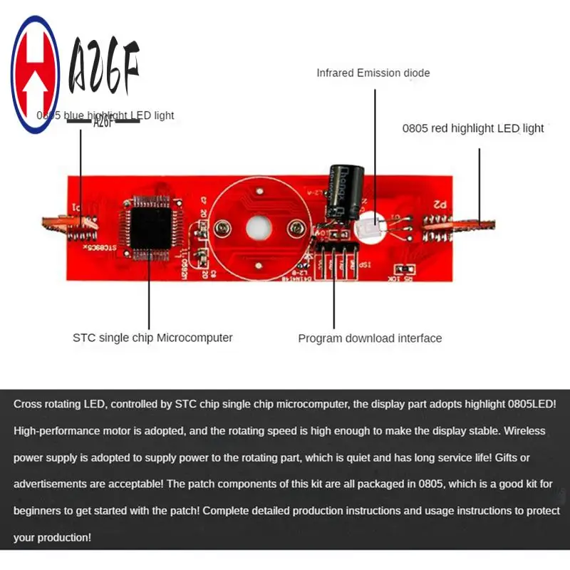 

A26F-LED Display DIY Kit 51 SCM Dual Color Cross Rotating Welding Spare Parts For Soldering Practice, Kit