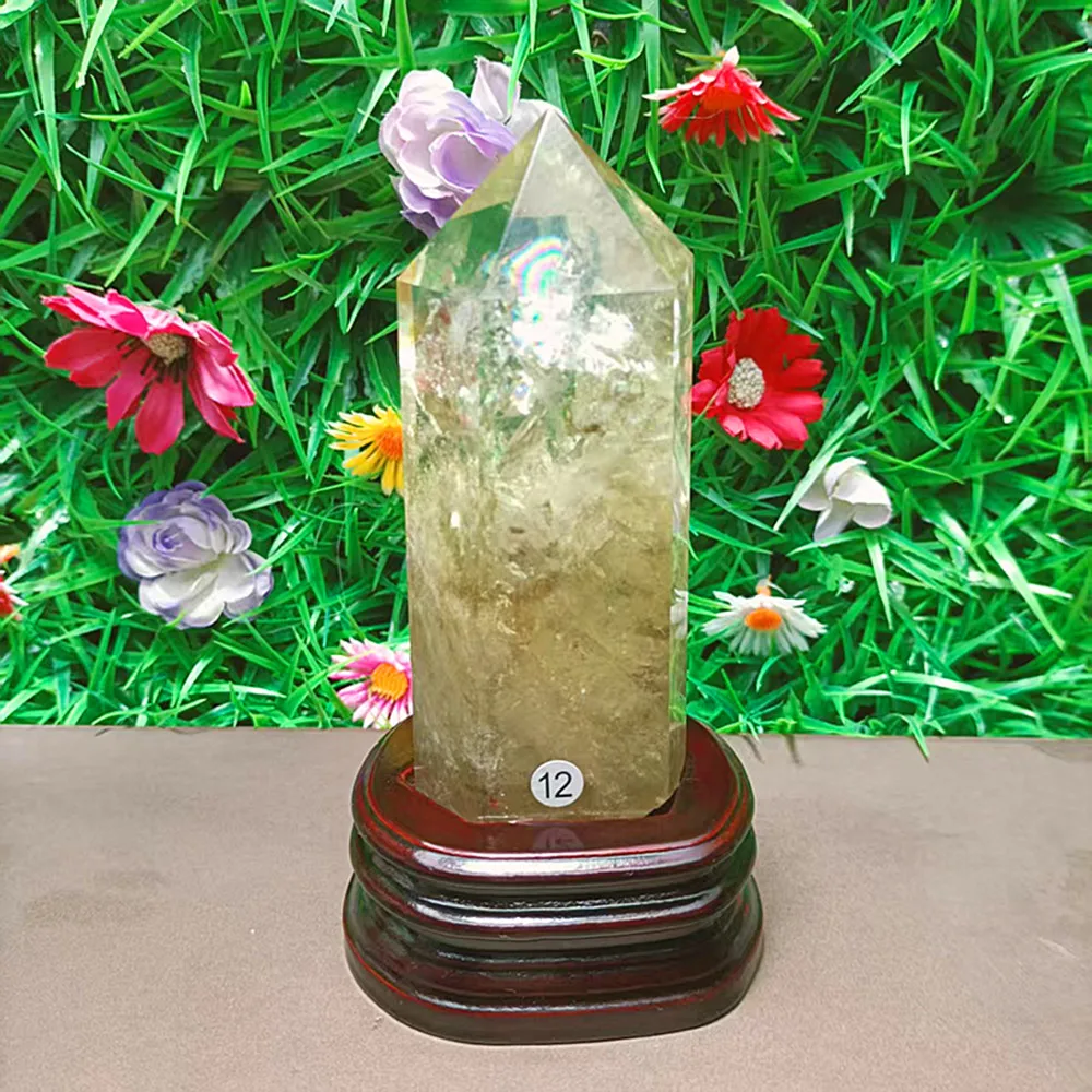 Natural Quartz Reiki Smoked Topaz Obelisk, Crystal Wand Point, Energy Home Decor, Chakra Treatment, Send Base, +++