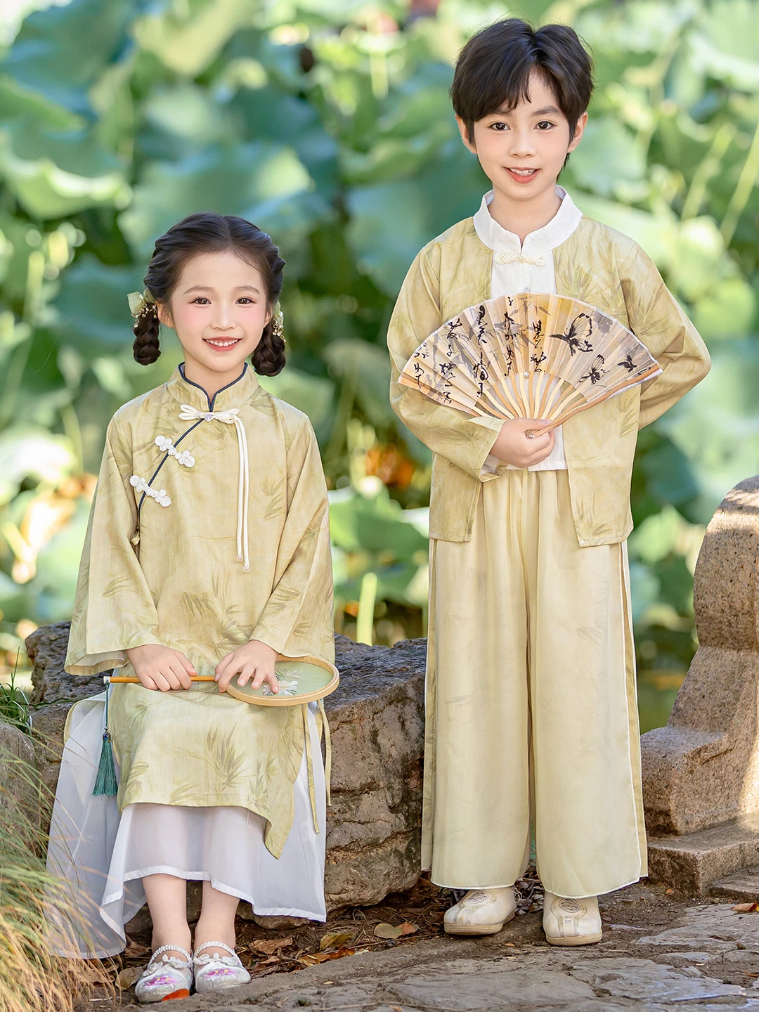 

Comfortable Long Sve Children's Ancient Costume Set ex Spring Autumn Casual Sle New 2025 Cotton Traditional Hanfu