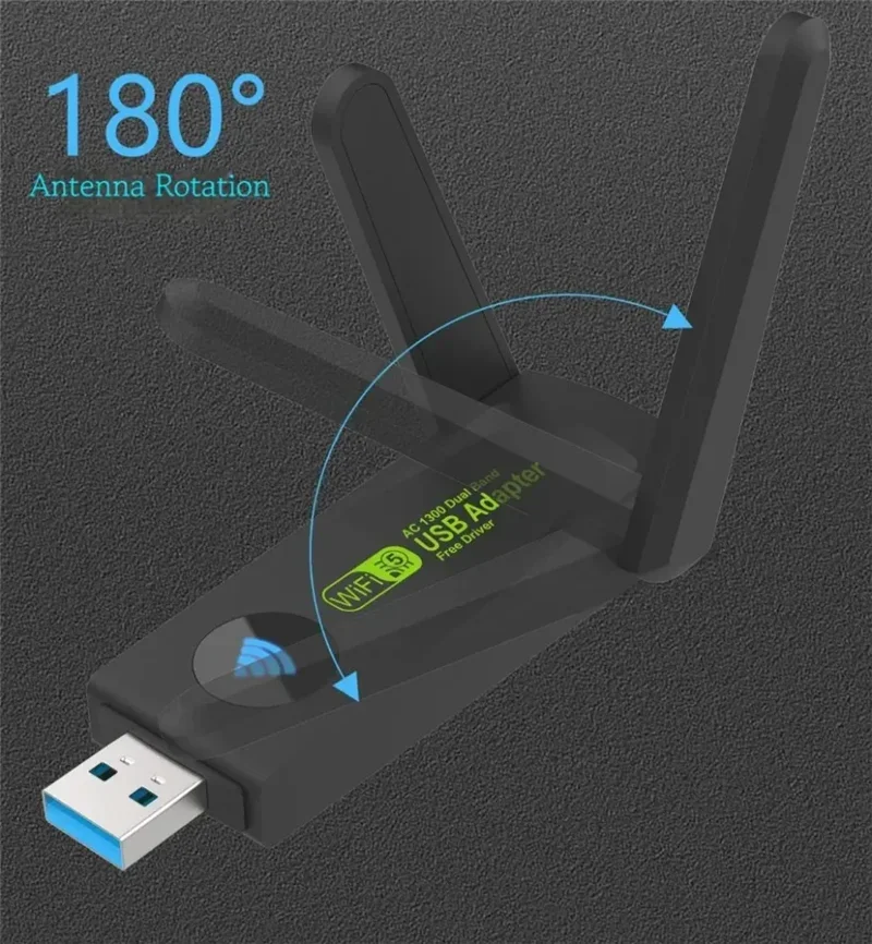 1300Mbps USB3.0 Adapter WiFi Dual Band 2.4G 5Ghz Wireless WiFi Adapter Antenna USB Ethernet NIC Receiver for PCs