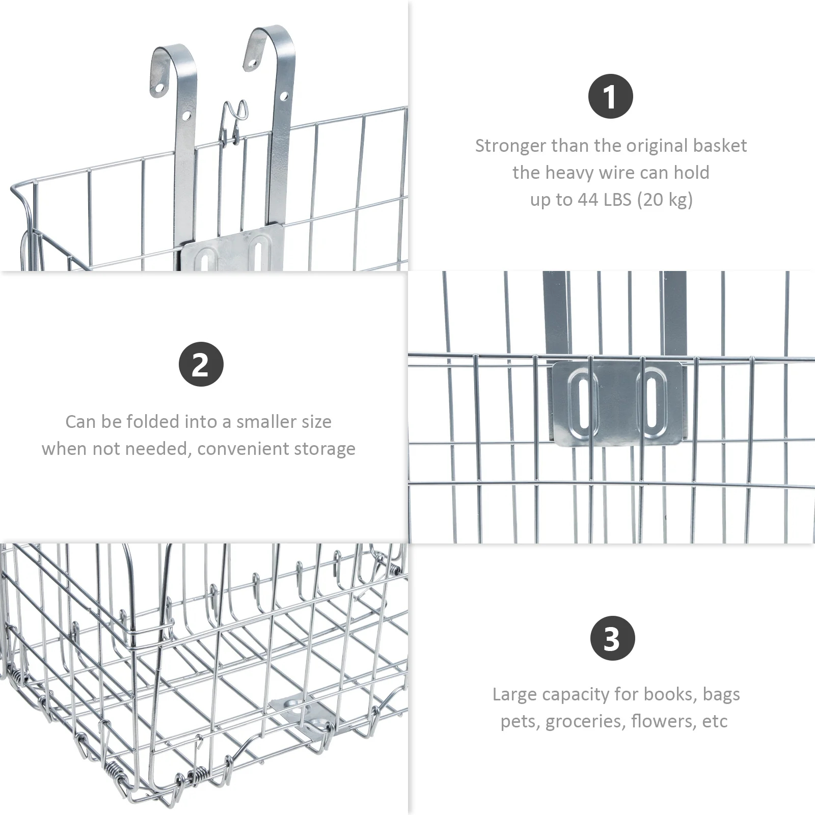 

Iron Hanging Bike Basket Front Fast Release Hooks Durable Lightweight Scratch Resistant Storage for Outdoor Cycling