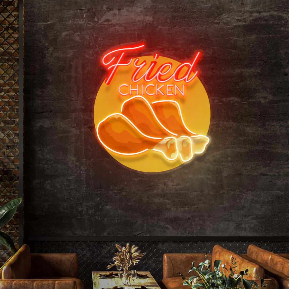 Fried Chicken Neon Sign Fast Food Coffee Shop Restaurant Decor Home Wall Decor