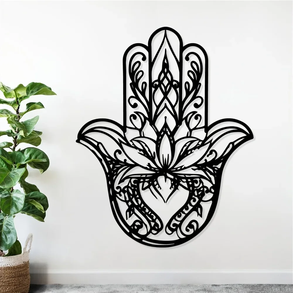 CIFBUY Metal Wall Art Hamsa Hand Evil Eye Bohemian Hanging Sculpture Entryway Fence Jewish Home Decor Ornament Gift Rustic Style