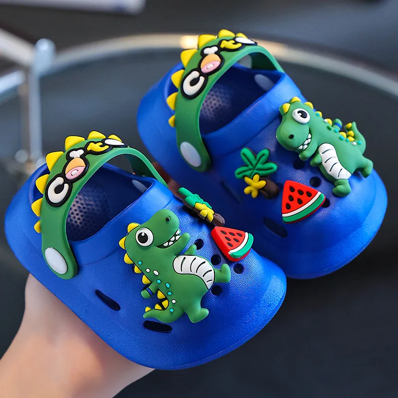 Summer Kids Sandals Hole Children Shoes Slippers Soft Anti-Skid Cartoon DIY Design Hole Baby Shoes Sandy Beach For Boys Girls