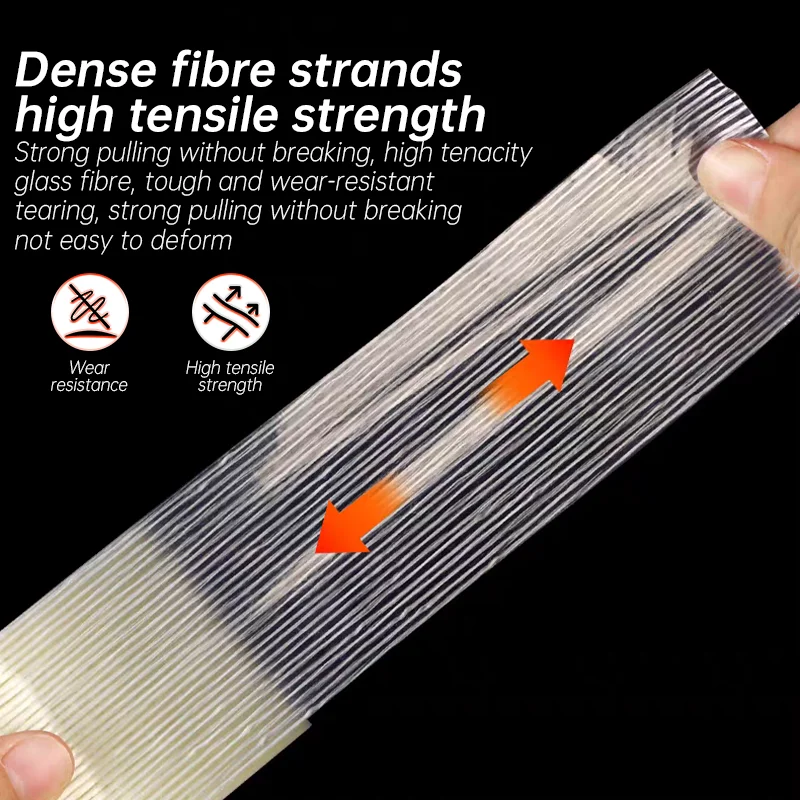 25/50M Fiberglass Tape Strong Stripes Single Sided Adhesive Lithium Battery Pack Insulation Wrap for Sealing Binding Fixing