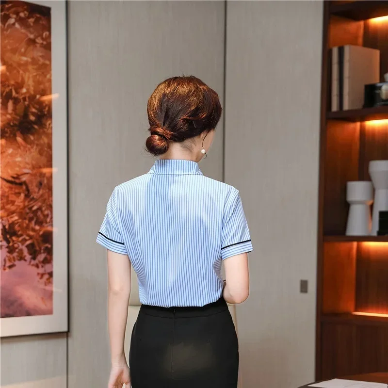 2021 Summer Office Ladies Work Wear Blouse Female Tops Clothes OL Formal Uniform Designs Business Shirt for Women Plus Size 5XL