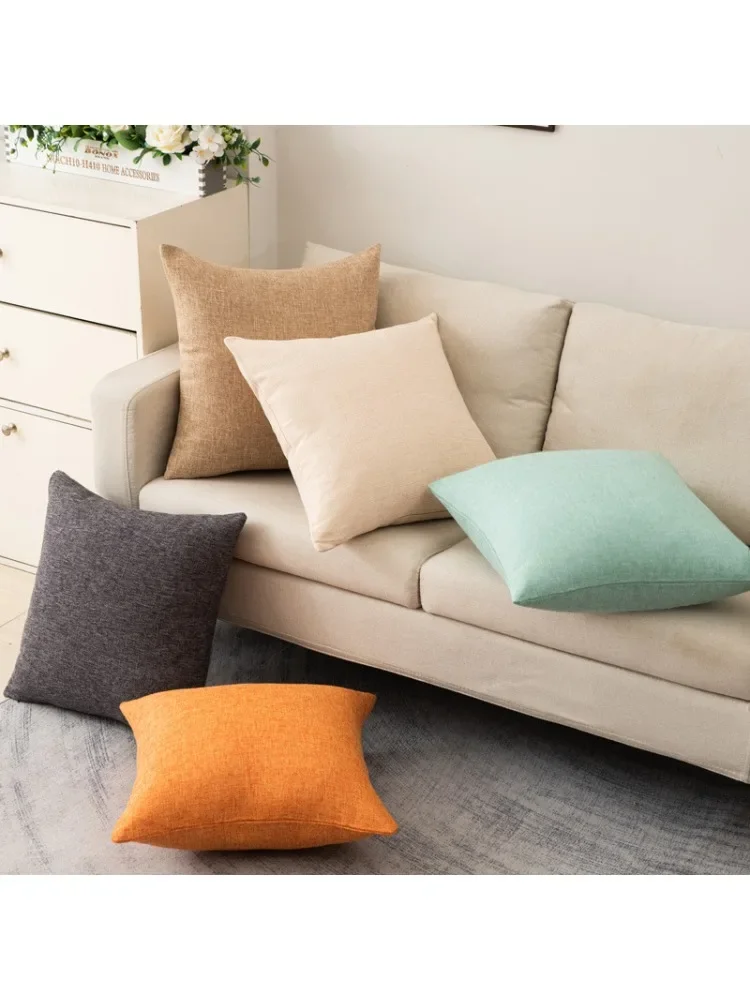 Solid color sofa pillow cover simple office waist back bedside cushion