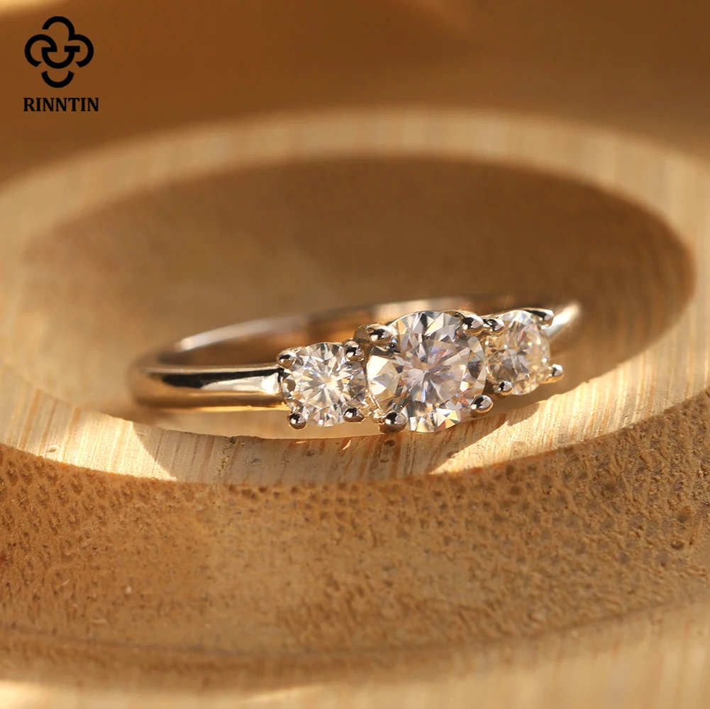 

Rinntin Certified Diamond Engagement Ring Charm 925 Sterling Silver Bridal Moissanite Finger Rings Wedding Band Jewelry SMOR11