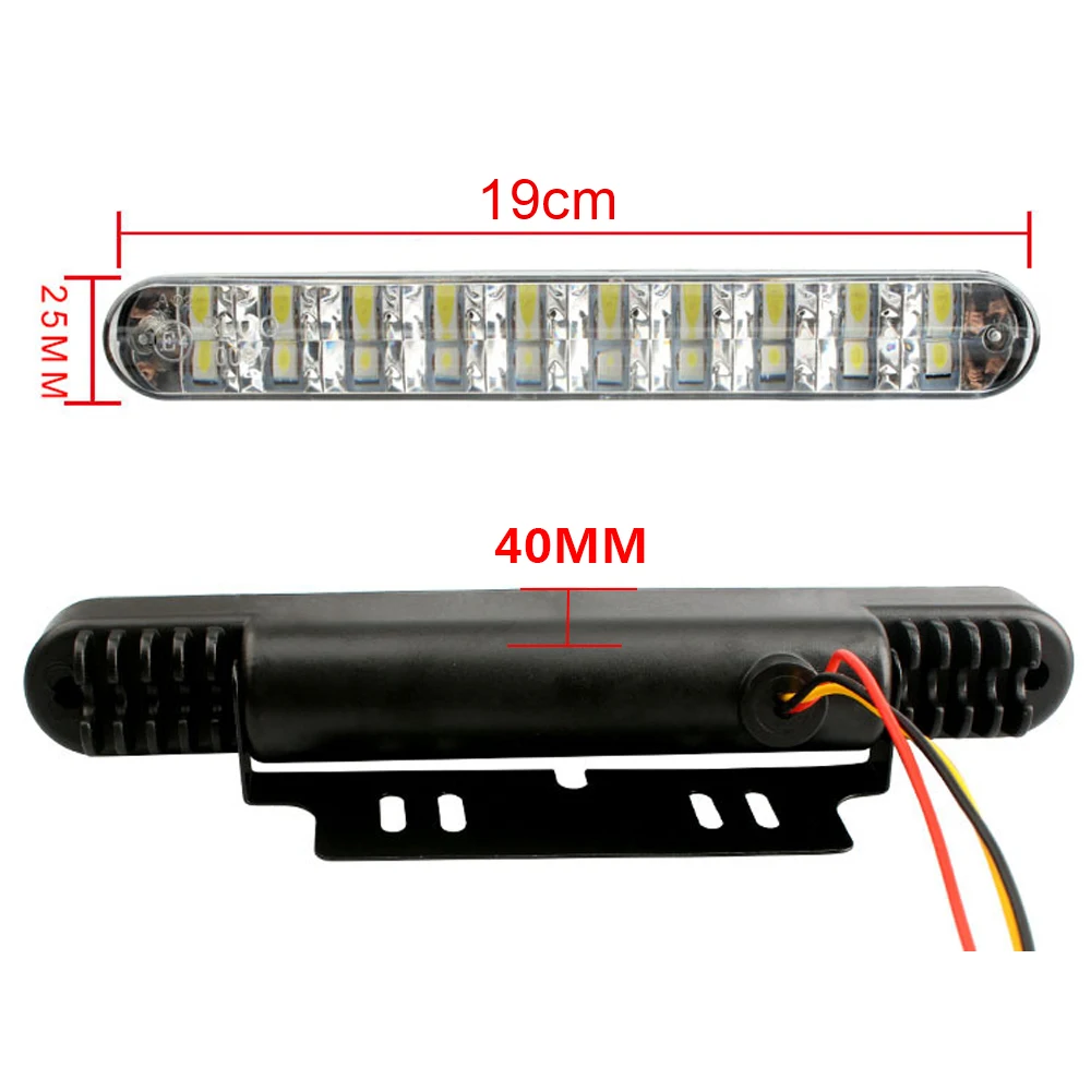 مصباح تشغيل القيادة 2 قطعة ضوء الجري النهاري DRL أبيض وأصفر LED أضواء COB للسيارة 12 فولت مقاومة للماء