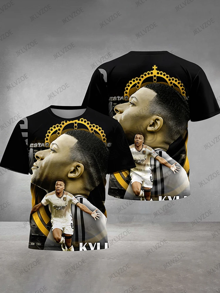 2025 جديد وصول الصيف ثلاثية الأبعاد طباعة كرة القدم ستار كيلانز M-mbapes التي شيرت في الهواء الطلق قصيرة الأكمام س الرقبة تيز الرياضة الاطفال/الكبار القمم #5