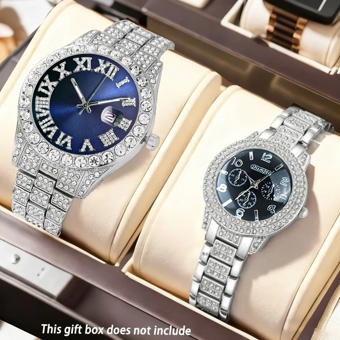 ساعات الزوجين، طقم ساعات فاخر مكون من قطعتين، كلاسيكي بسيط، قرص كبير، كاجوال، متعدد الاستخدامات، كوارتز، مجموعة كومبو، هدية العيد