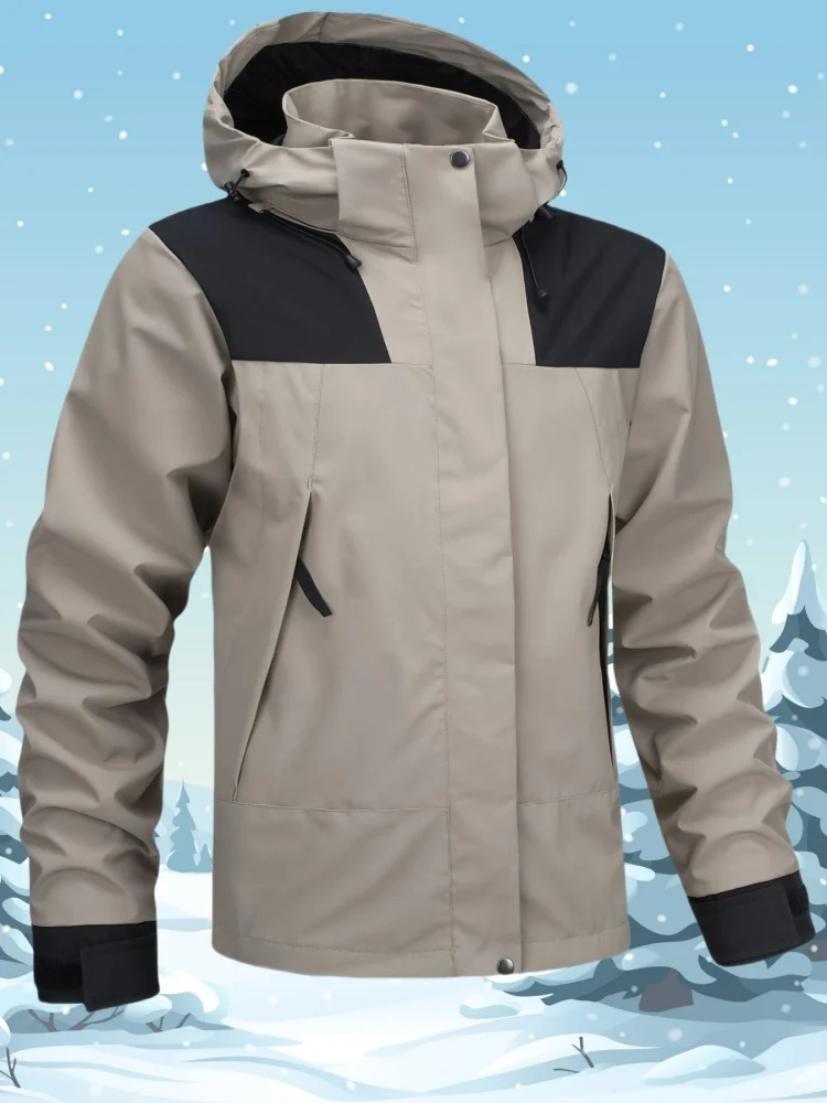 2025 Autumn Spring Men's Oversize Clothing Casual Waterproof Windbreaker Jacket Full Zip Up Hooded Outdoor Hiking Coat Man