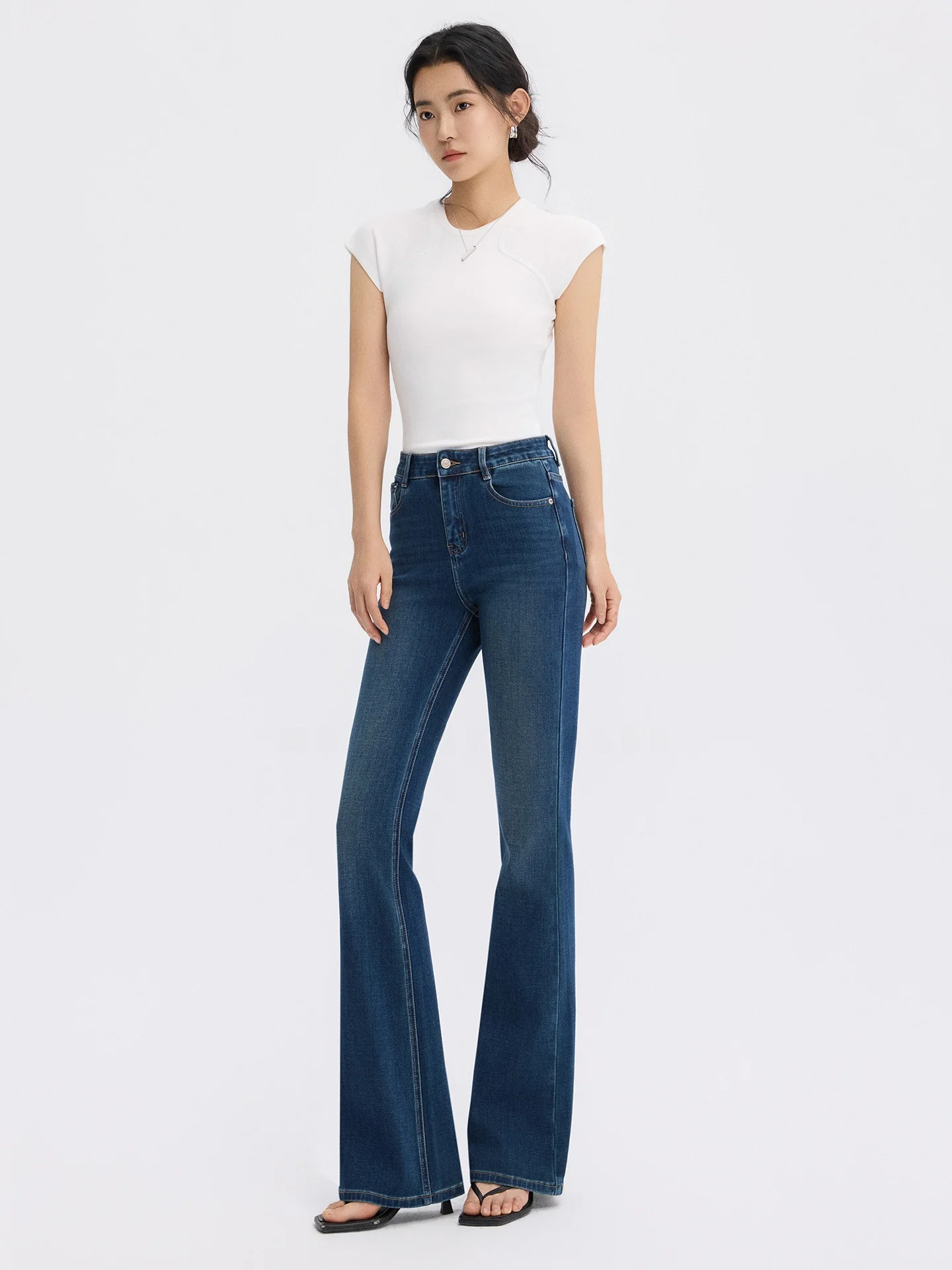 

High Waist Slimming Blue Jeans Women's Spring 2026 New Sle Super Model Bell Bot Cotton Soft Comfortable Non Deformable