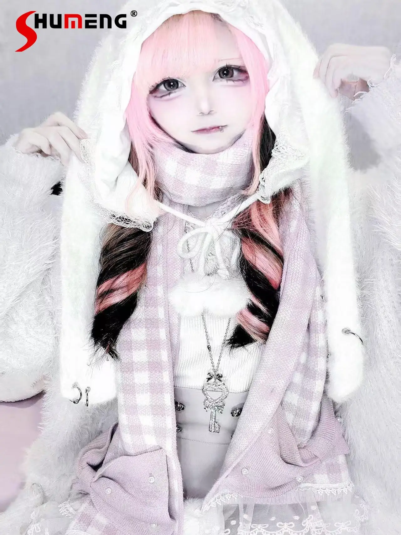 

Оригинальная шапка Harajuku Subculture Mine, осенне-зимняя новая милая крутая вязаная шапка с кроличьими ушками для девочек, женская Y2k, теплые черепа