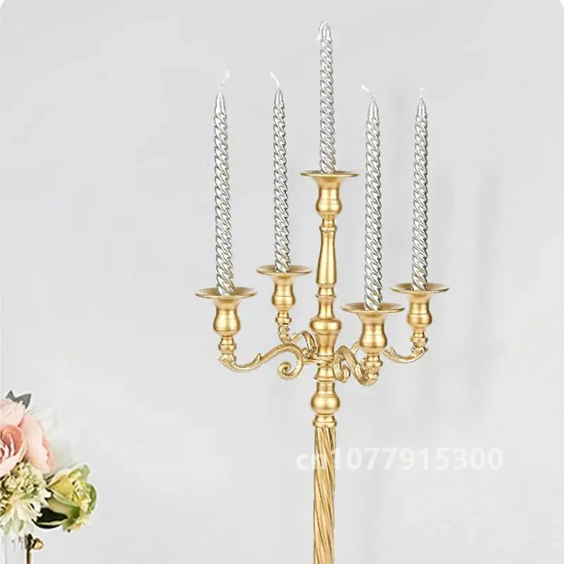 63/73/89cm Metal Candelabra 5 Arms Gold White Silver Candle Holders Candlestick for Wedding Table Decorations Pillar Decor