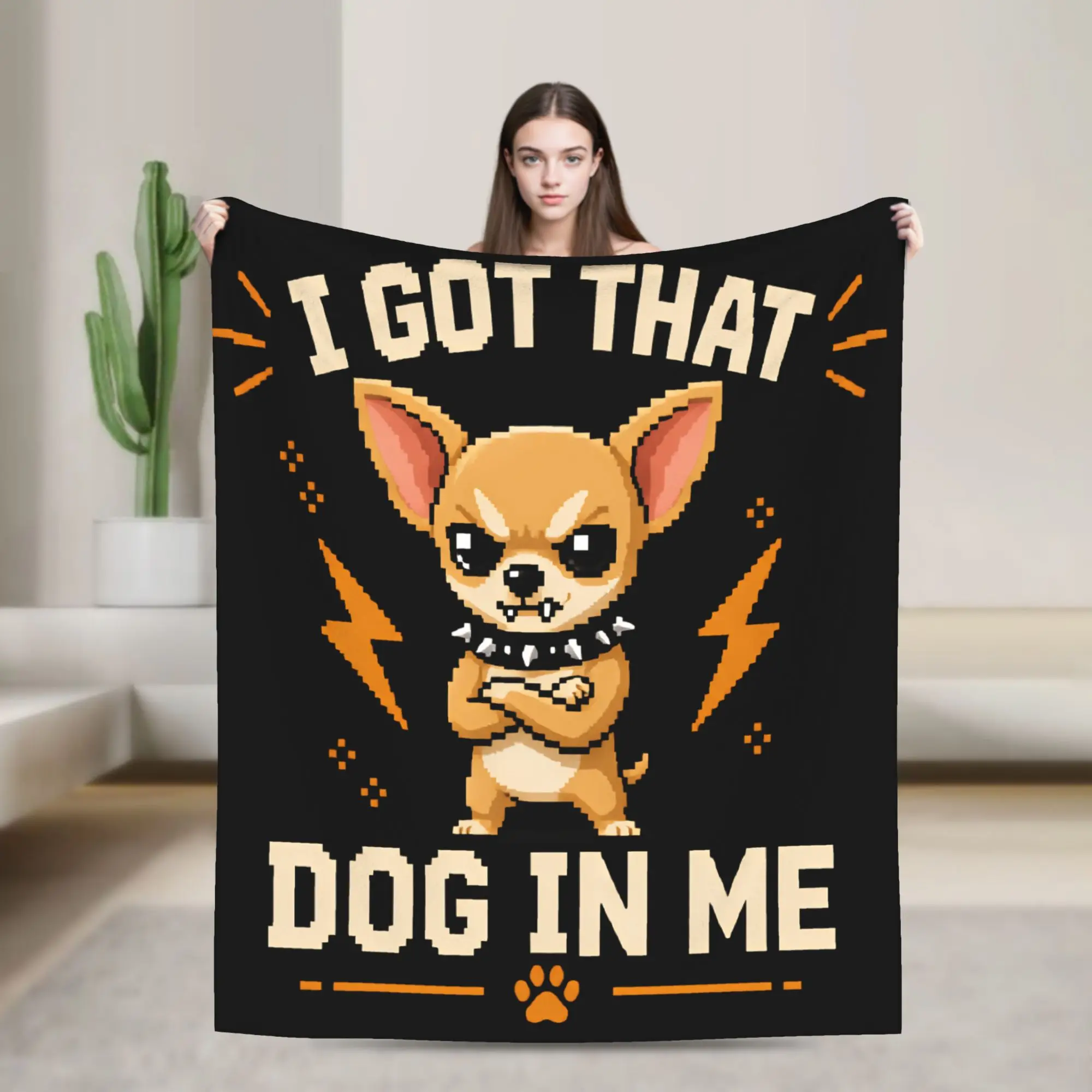 I Got That Dog in Me Chibi Chihuahua Blanket Warm Comfy  Bedding Throws Spring Adults Home Decor Travel Bedspread