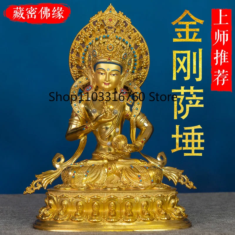 Tibetan Tantra Vajrasattva Buddha statue pure copper gilt imitation Nepalese craftsman household bronze statue ornament