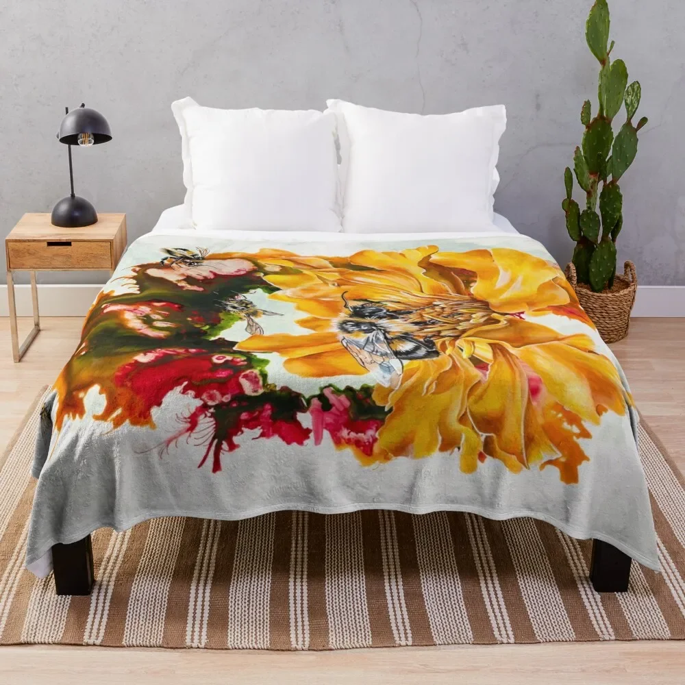 

Marigold and Bees Throw Blanket Sofa Quilt Travel Blankets