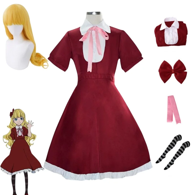 Anime Bungo Stray Dogs Cosplay Costume para Mulheres, Alice Uniforme, Vestido Vermelho, Peruca, Roupa de Halloween, Roupas Meninas