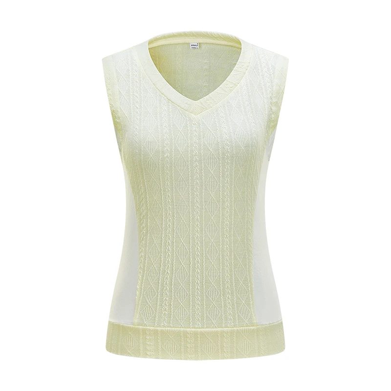 TTYGJ Early Autumn New Golf Women's Tank Top V-neck Thin Sleeveless Slim Fit Stripe Knit Korean Breathable Vest