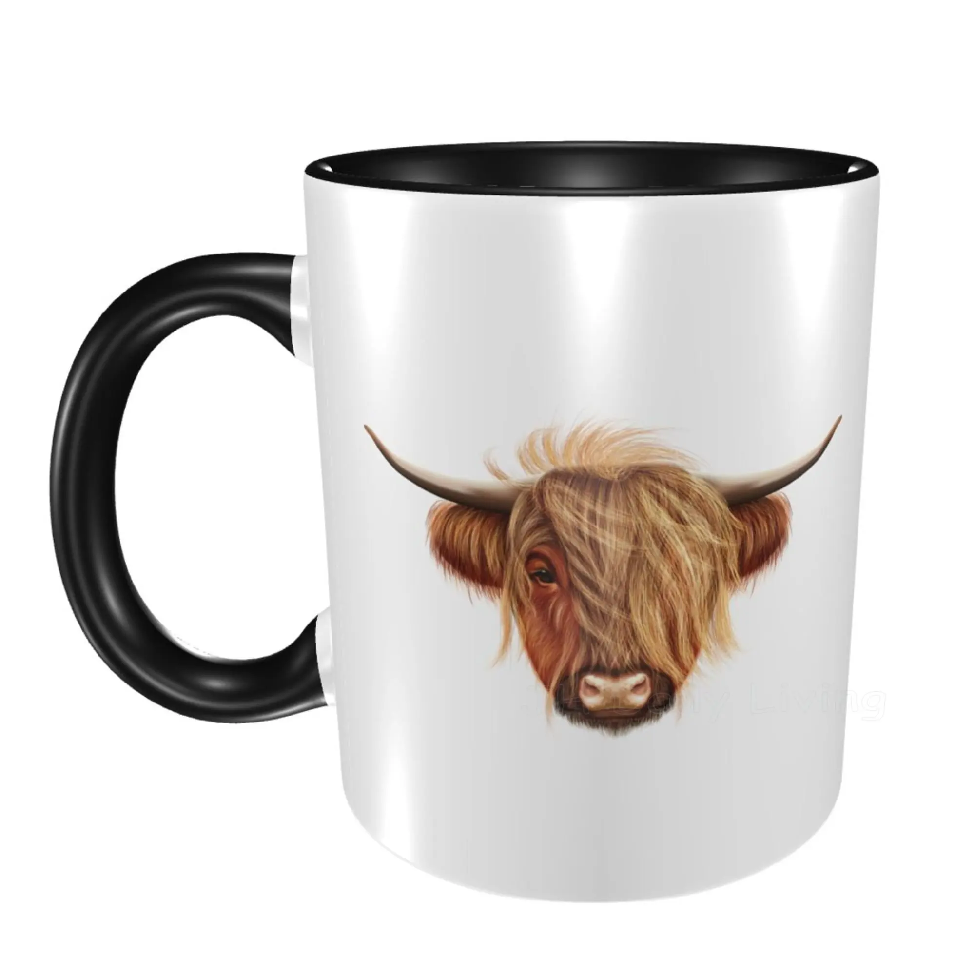 Scottish Hairy Highland Cow 350ML 12oz Ceramic Mug Coffee Milk Cup Creative Present Cute Gift Black Pink Green Blue Coffee Mug