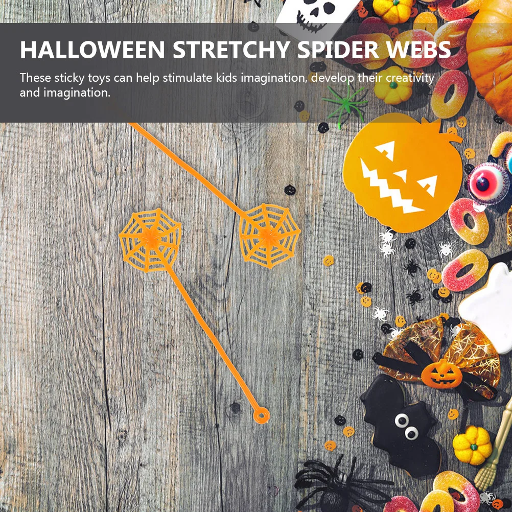 

50 Pcs Hand Sticky Spider Web Stretchy Toys Elastic Halloween Decorations Spiders Style Webbing