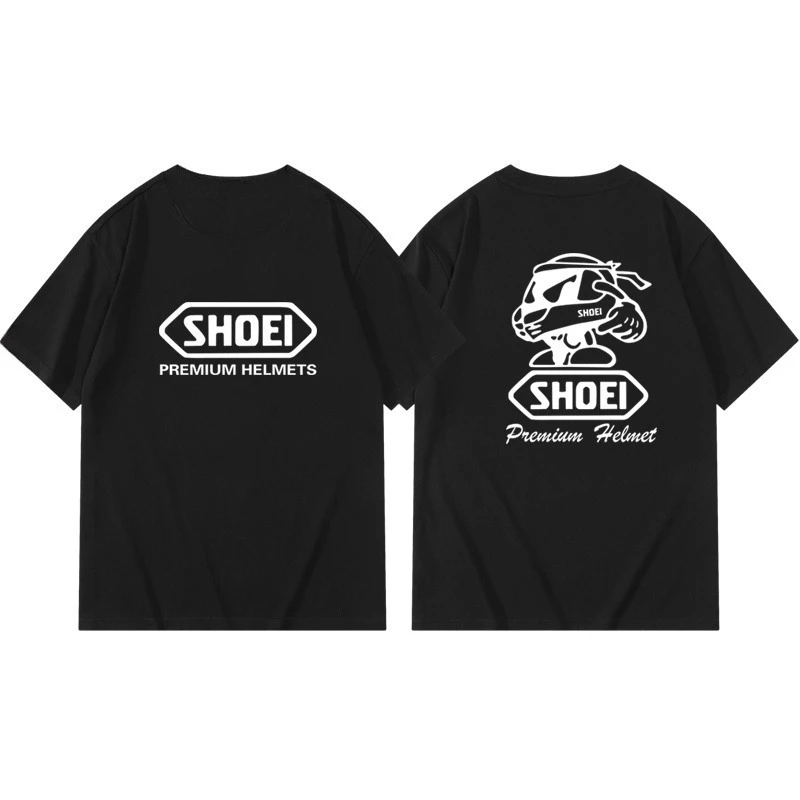 

Motorcycle Helmet Printed T-Shirt Men's Summer Comfort Loose Short Sleeve Cotton Crew Neck Top Fashion Trend Men's Clothing