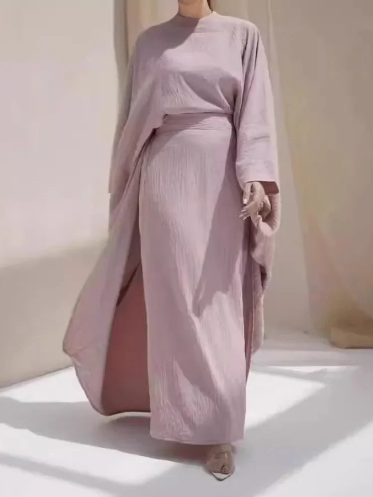 Robe Abaya pour femmes musulmanes, manches chauve-souris, ceintures Jalabiya, Maroc, Dubaï, Eid, Kaftan éducatif, Islam, Robe longue arabe, 2025