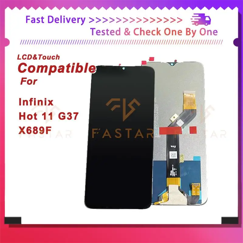 

6.6"Tested For Infinix Hot11 G37 X689F LCD Display Touch Digitizer Assembly Replacement Phone Screen Infinx Hot 11 G37 lcd