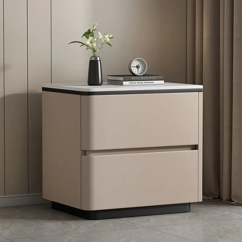 Solid wood complete decoration light luxury no installation bedside table simple modern slate new bedroom bedside cabinet home s