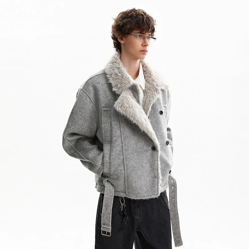 LUZHEN Lamb New Fashion High Quality 2026 Wool Winter Brushed Liner Warm Casual Jacket Men's Handsome Solid Color Parkas JY9135