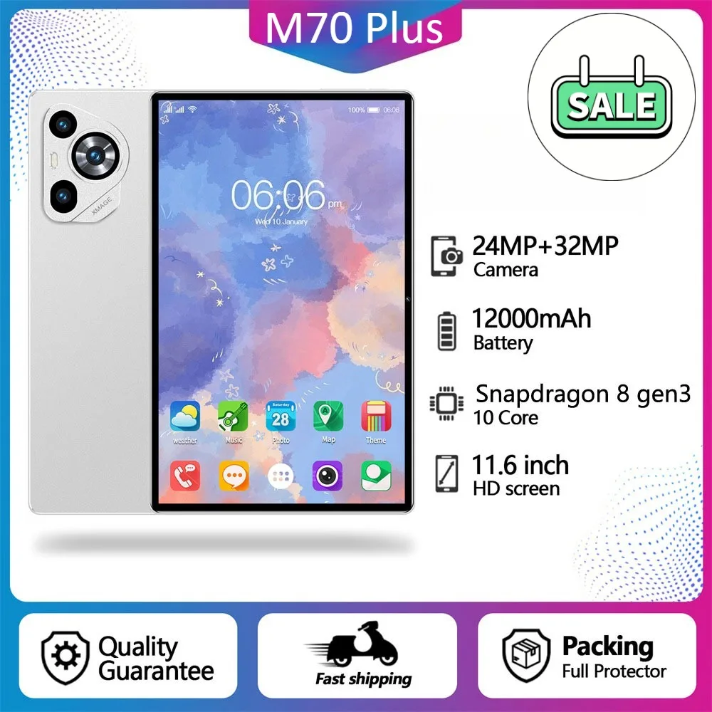 

2025 оригинальные планшеты M70 Plus 11,6 дюйма, Android 15, глобальная версия, планшетный ПК 5G Dual Sim, 12000 мАч, подарки для детей