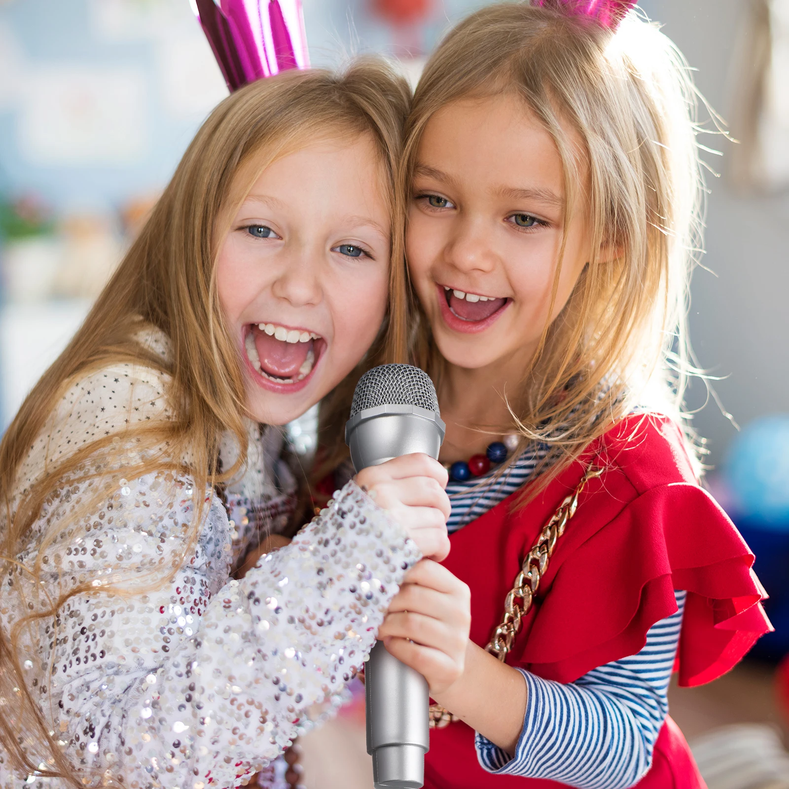 4 pcs Children Microphone Props Toy Music Play Halloween Bling Safe Plastic Lightweight Kids Instruments Realistic Experience