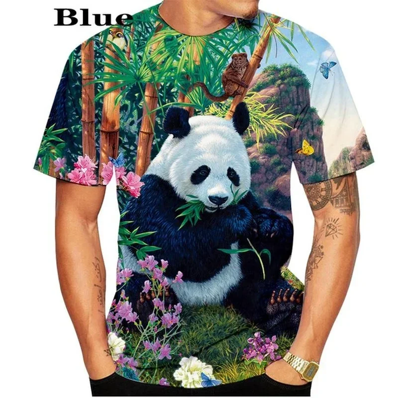

Summer Fashion Casual Cute Panda Oversize Short Sleeve Tops Animals 3D Printed T Shirt