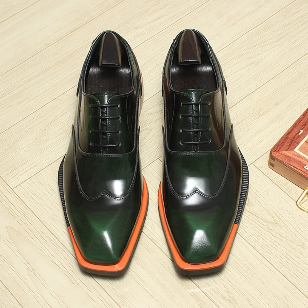 Classic Oxfords Shoes Men Retro Casual Business Leather Shoes for Men Office Wedding Leather Shoes Men's Square Toe Dress Shoe