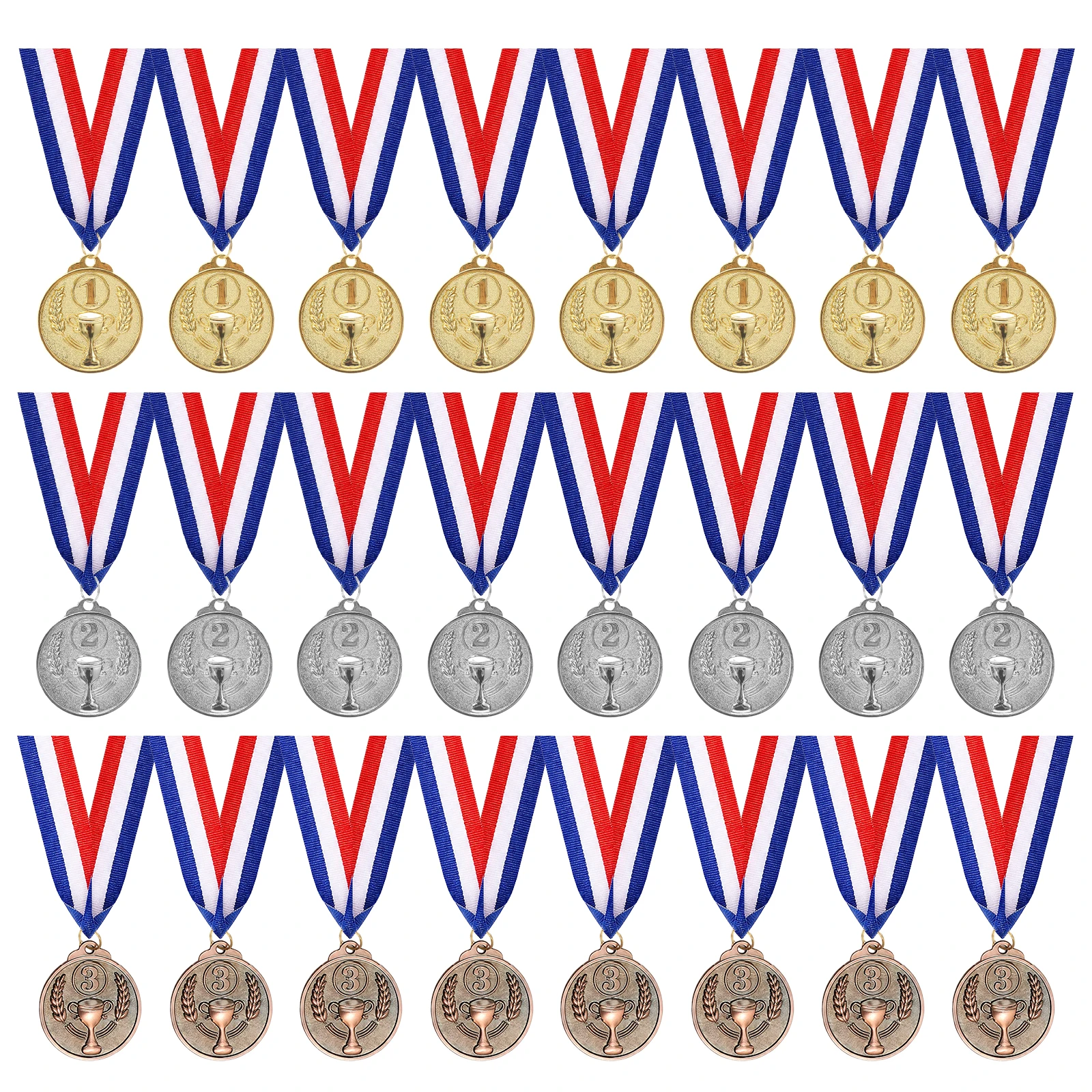24 Stück Zinklegierungs-Auszeichnungsmedaillen in Gold, Silber und Bronze, 1., 2. und 3. Platz-Preise, Siegermedaillen für Sportveranstaltungen und Schulpreise – Detail 2