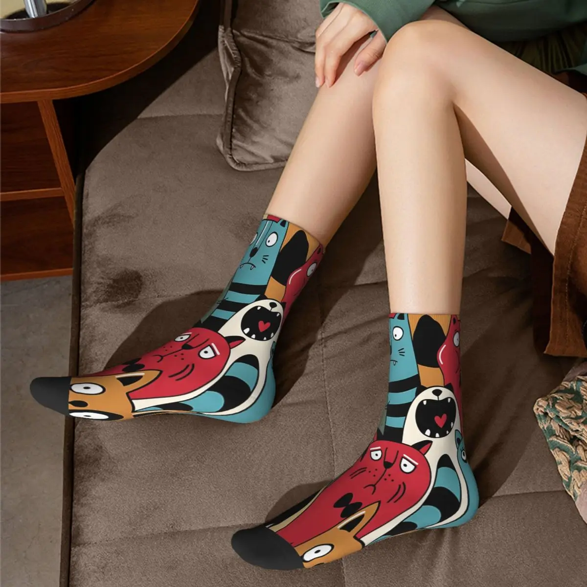 Dumb Meow Cat Cats Socks Male Mens Women Winter Stockings Polyester image 4