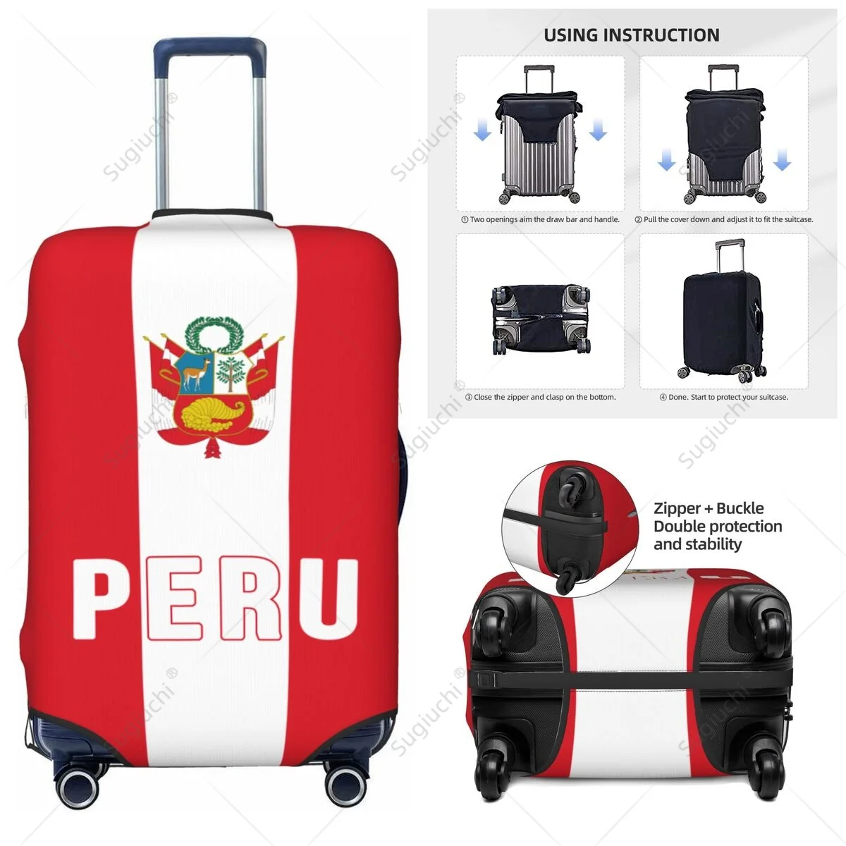 Peru Flag Luggage Cover Suitcase Elastic Dust Case Travel Accessories Printed Baggage Case Protective