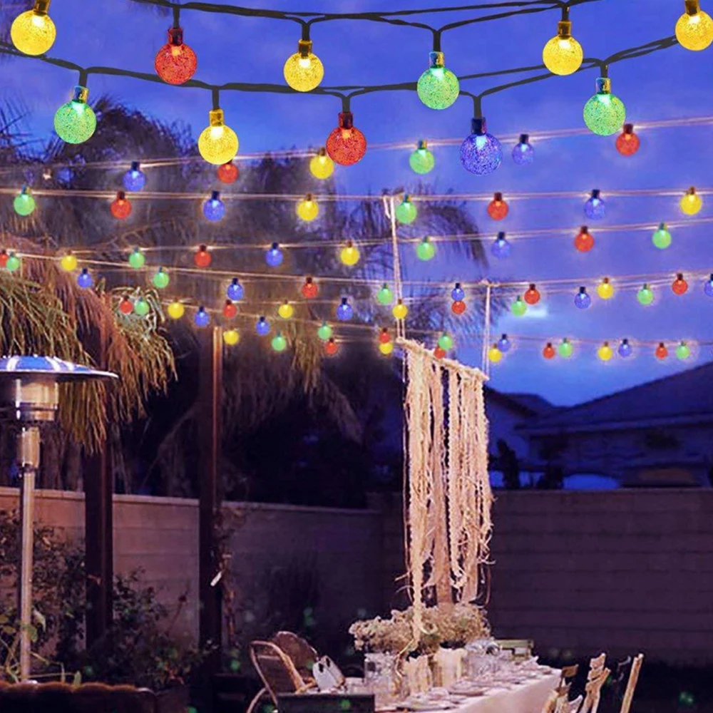 Solar Lamp Led String Fairy Light Multicolor Outdoor Ball Chain Bruiloft Decoratie Slinger Party Kerstverlichting