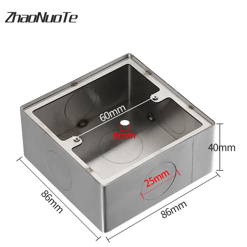 Type 86 Stainless Steel Box Surface Mount Universal Wall Switch Socket Junction Box 25 mm Import