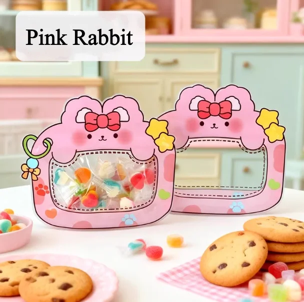 100PCS Cute Animals Plastic Window Packaging Bag DIY Cookies Biscuit Snack Candy Sugar Wedding Birthday Gift Packaging Pouches