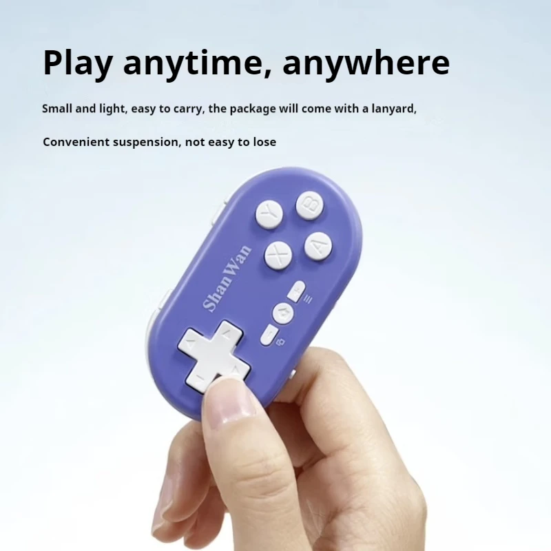 Shanwan Mini Game Controller Bluetooth Wireless Compact And Lightweight Portable Purple Cross Key Supports Android Pc Computers