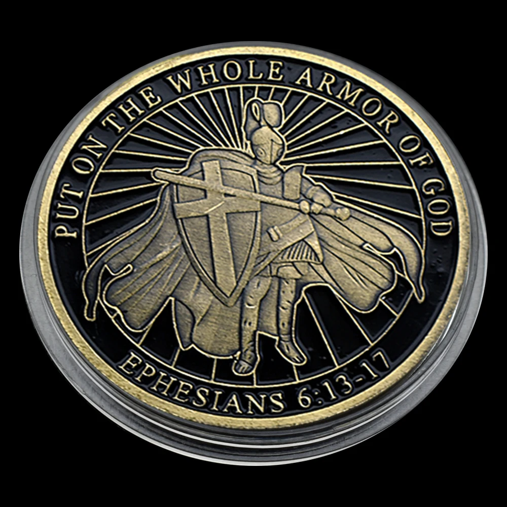 Put on the whole armor of god Soldier Knight Bronze coin 1 ounce challenge medallion Fans Collect Gift - Rare