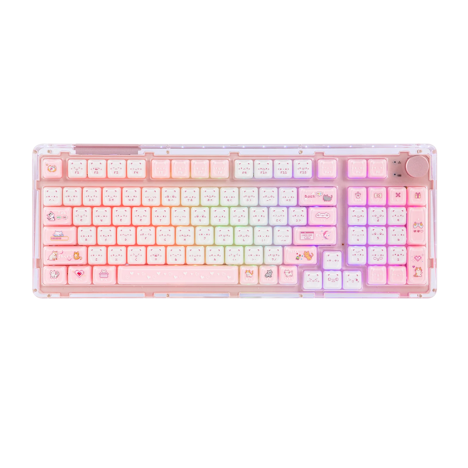 KiiBOOM Mewsic Jelly Keycap Set 122 Keys MAO Profile Double-Shot ABS+PC Compatible with 60%/65%/75%/TKL/96%/Full-sized Keyboard