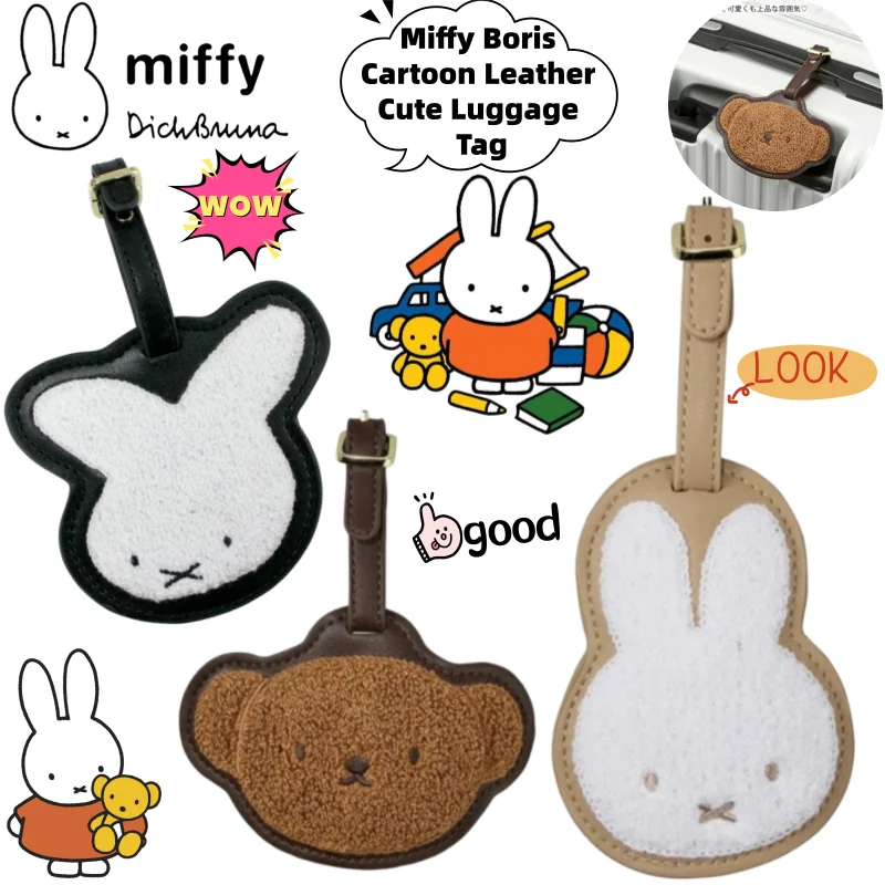 

New Miffy Boris Cartoon Secondary Creative Animation Peripheral Leather Luggage Tag Distinctive Cute Backpack Decorative Pendant