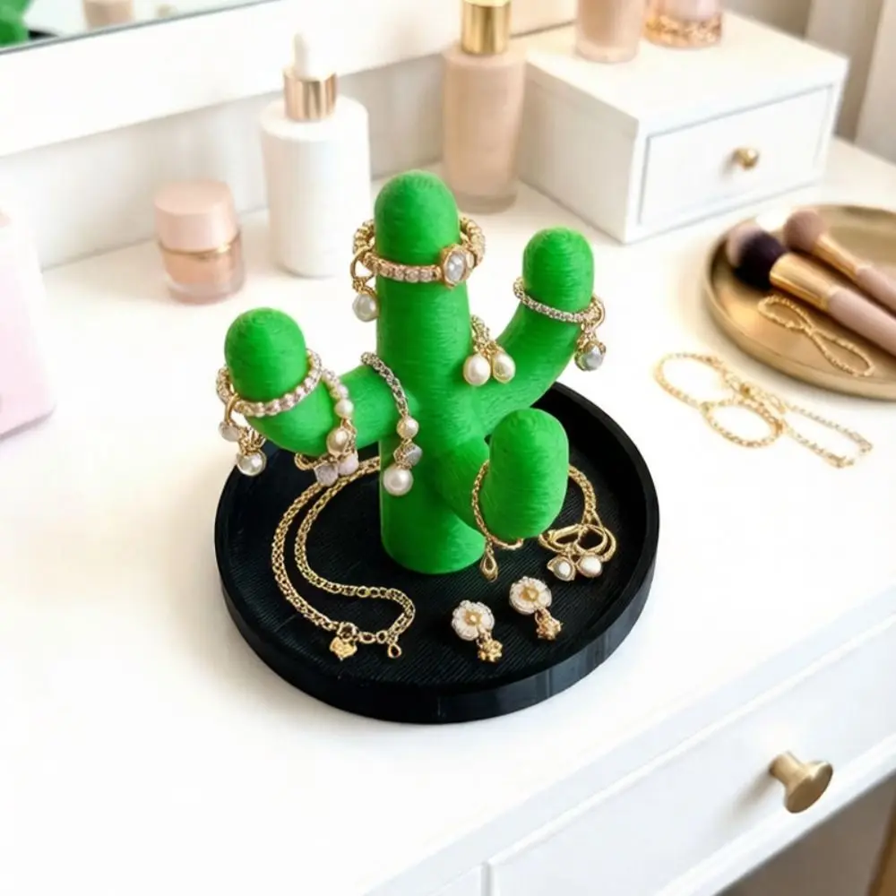 

Creative Cactus Ring Holder Funny Decoration Cactus Trinkets Plate Save Space Solid Color Mini Key Tray Home Ornaments