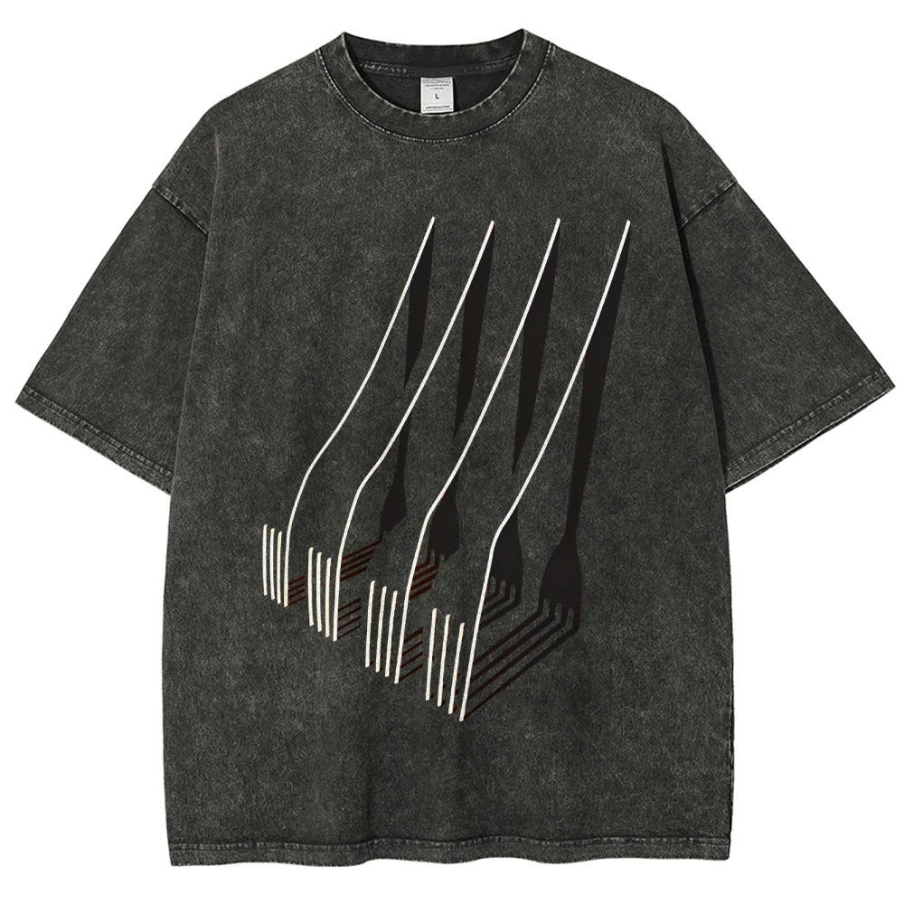 

Винтажная футболка 90-х годов с графическим принтом, хлопковая футболка премиум-класса, высококачественная стираная футболка большого размера, вилки в стиле ретро, уличная одежда 90-х годов, стиль Y2K